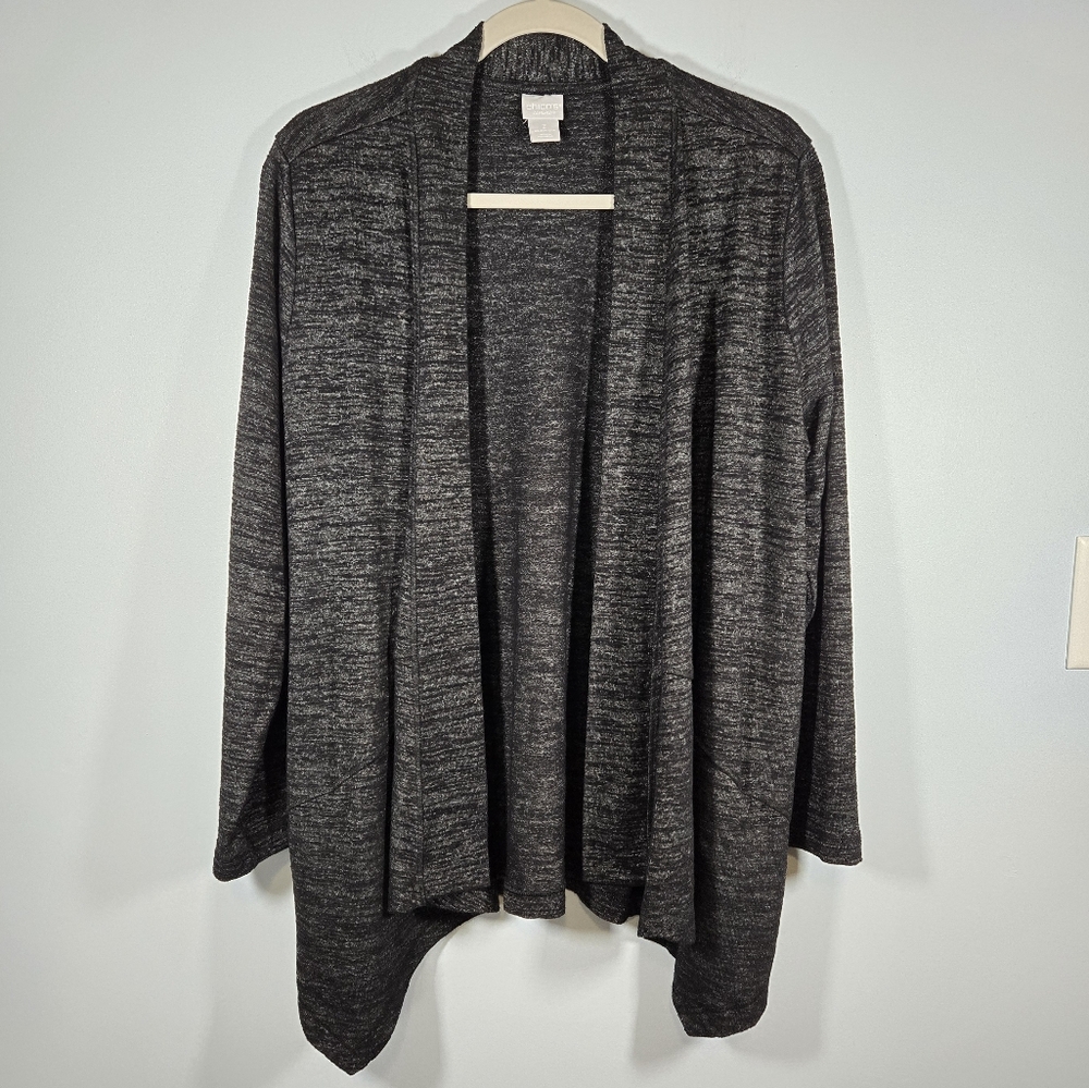 Chico’s Zenergy Cardigan Draped Front Women’s Size 2 (12/14) Black Knit Sweater‎